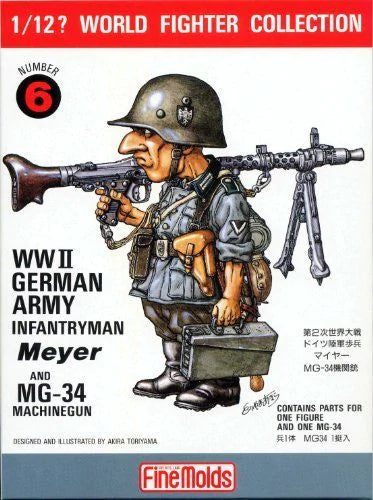 FineMolds 1/12 WWII German Infantry Man & MG34 Figure Kit | 4536318120063