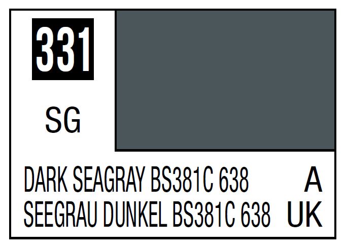 Mr Hobby Mr. Color 331 - Dark Seagray BS381C 638 (Semi-Gloss/Aircraft) | 4973028735178