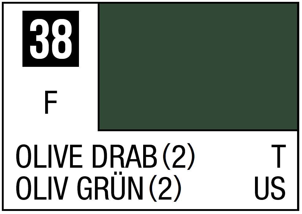 Mr Hobby Mr. Color 38 - Olive Drab 2 (Flat/Tank) | 4973028716368