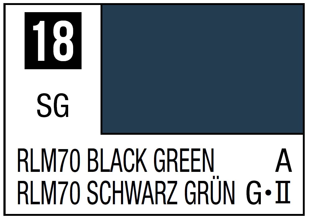 Mr Hobby Mr. Color 18 - RLM70 Black Green (Semi-Gloss/Aircraft) | 4973028535778