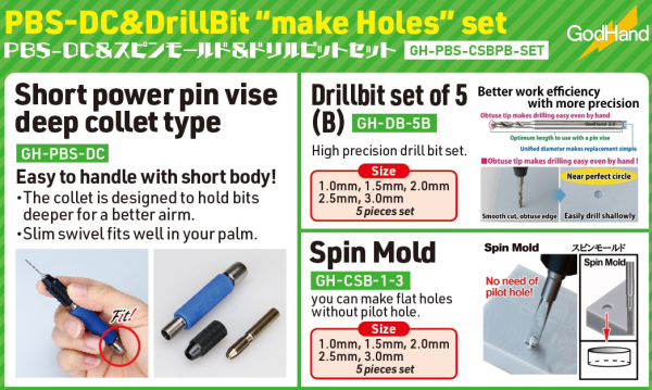 GodHand GodHand - PBS-DC & drill bit "make holes" set [LIMITED/SPECIAL PRICING]