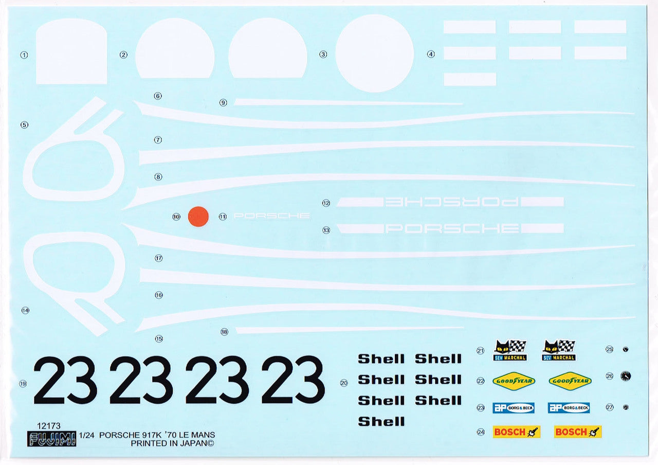 Fujimi 1/24 Porsche 917K '70 LeMans Winner w/Window Frame Masking