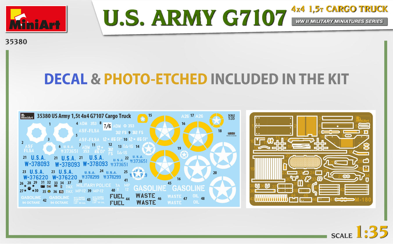 MiniArt 1/35 U.S. Army G7107 4X4 1,5t Cargo Truck | 4820183314260