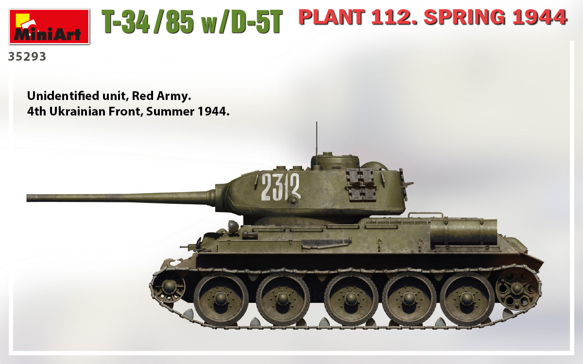 MiniArt 1/35 T-34-85 w/D-5T. Plant 112. Spring 1944 Tank | 4820183313263