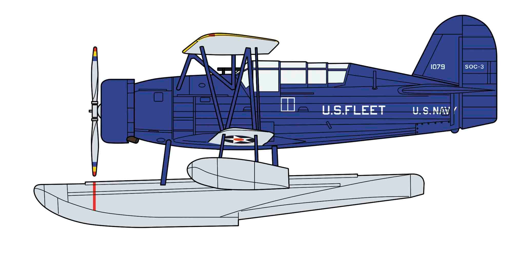 Hasegawa 1/72 Soc-3 Seagull Seaplane "Battleship USS Pennsylvania" (Two Kits In The Box) | 4967834023949