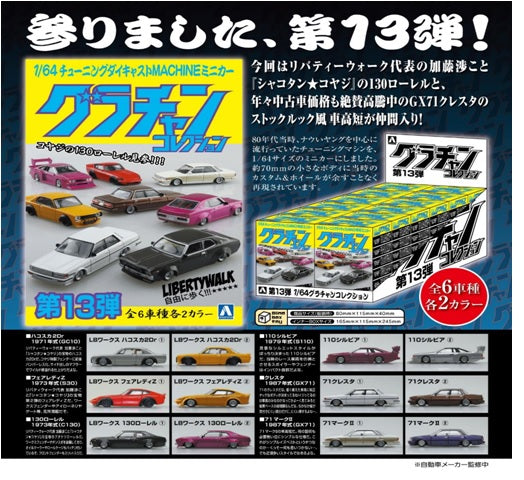 Aoshima 1/64 Mini Car Grand Champion Collection Part.13, Blind Box of 12