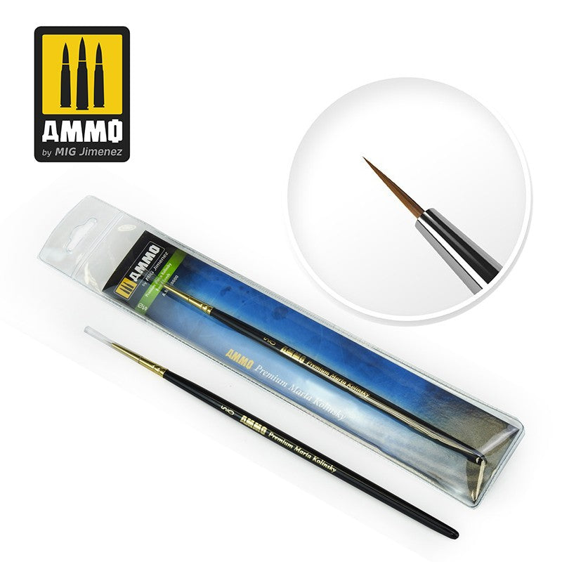 Ammo Mig Premium Marta Kolinsky Round Brush, 5/0 | 8432074086000