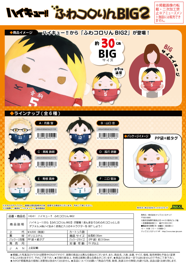 Haikyu FUWA KORORIN BIG 2 A | 4580683625159