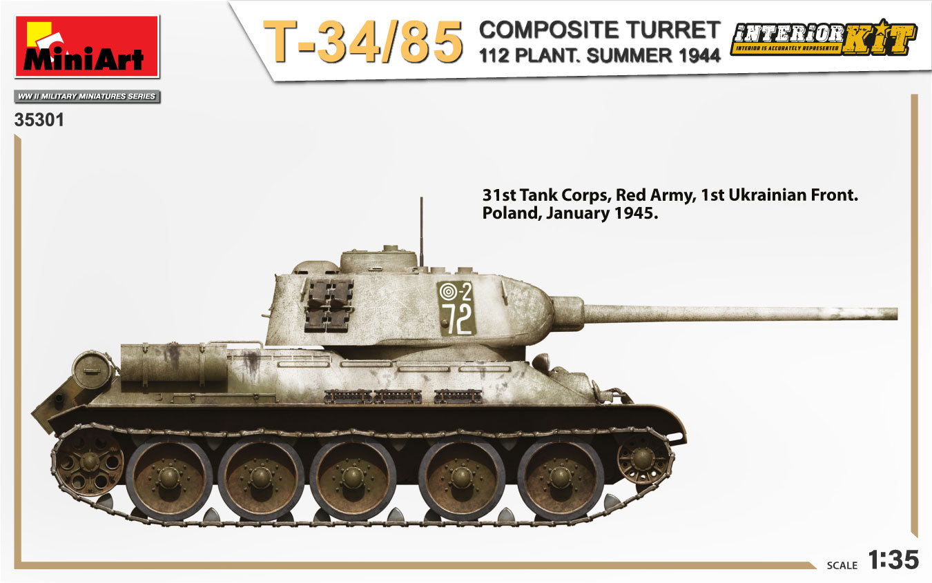 MiniArt 1/35 T-34-85 Composite Turret. 112 Plant. Summer 1944 Interior Kit | 4820183314222