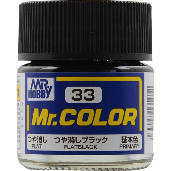 Mr Hobby Mr. Color 33 - Flat Black (Flat/Primary) - 10ml | 4973028716313