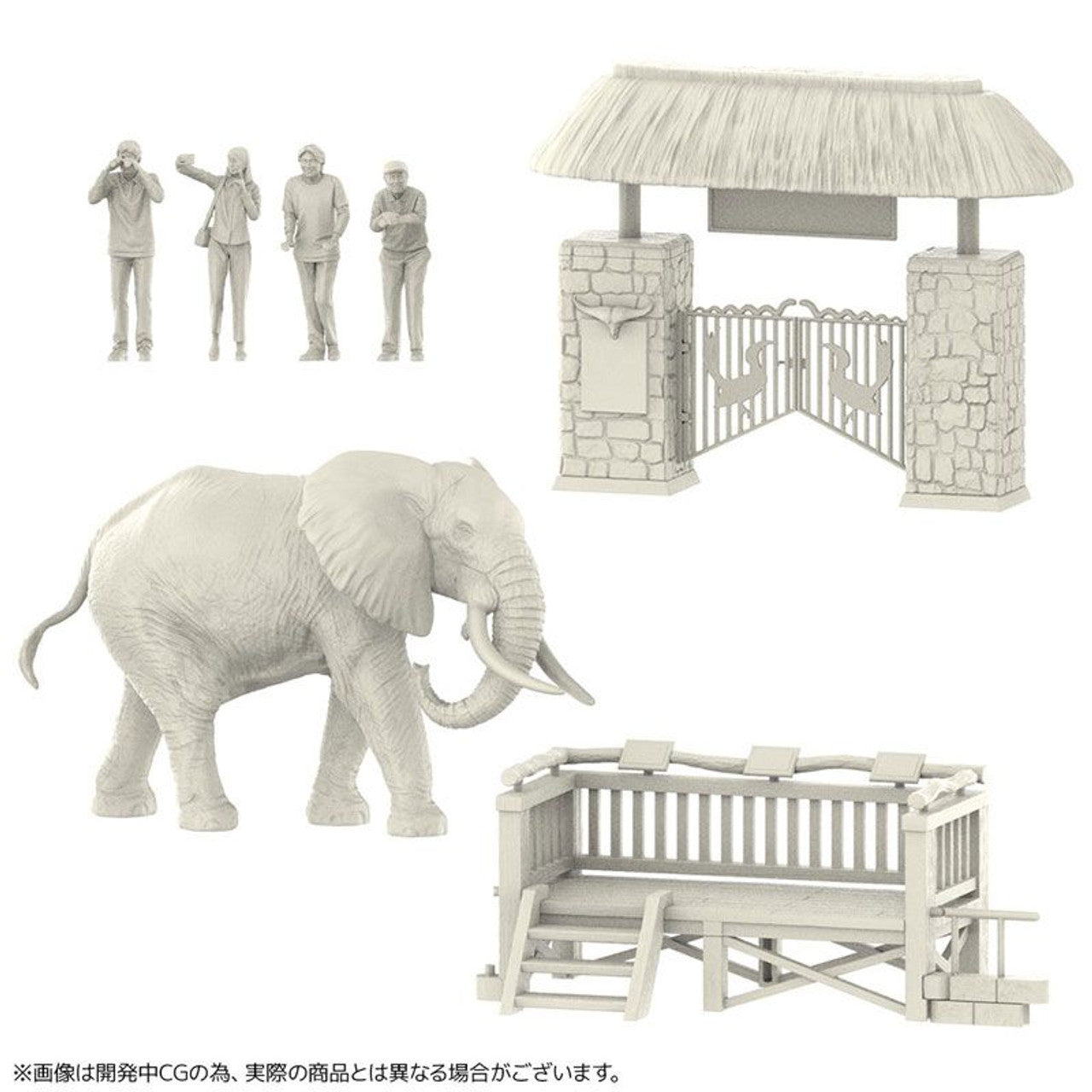 MegaHouse [KAIYODO] [UNPAINTED] ARTPLA Tourist and African Elephant Set (December 2010) | 4537807190161