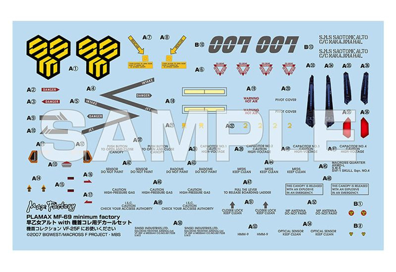 Good Smile Company PLAMAX MF-69 minimum factory Alto Saotome with VF-25F Decal Set(4545784013373)
