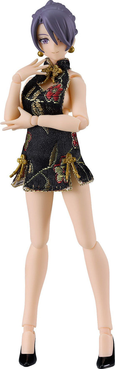 Good Smile Company figma Female Body (Mika) with Mini Skirt Chinese Dress Outfit (Black)(4545784069141)