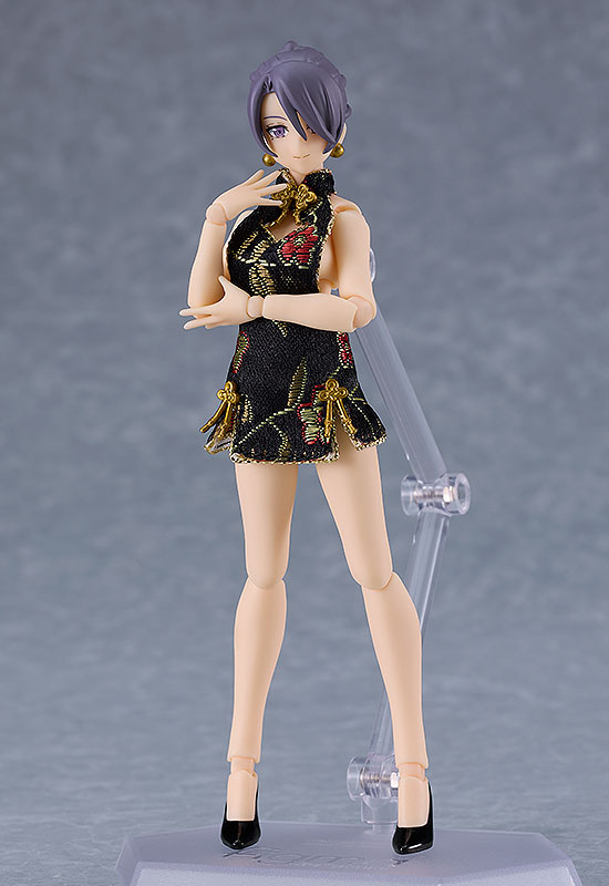 Good Smile Company figma Female Body (Mika) with Mini Skirt Chinese Dress Outfit (Black)(4545784069141)(4545784069141)