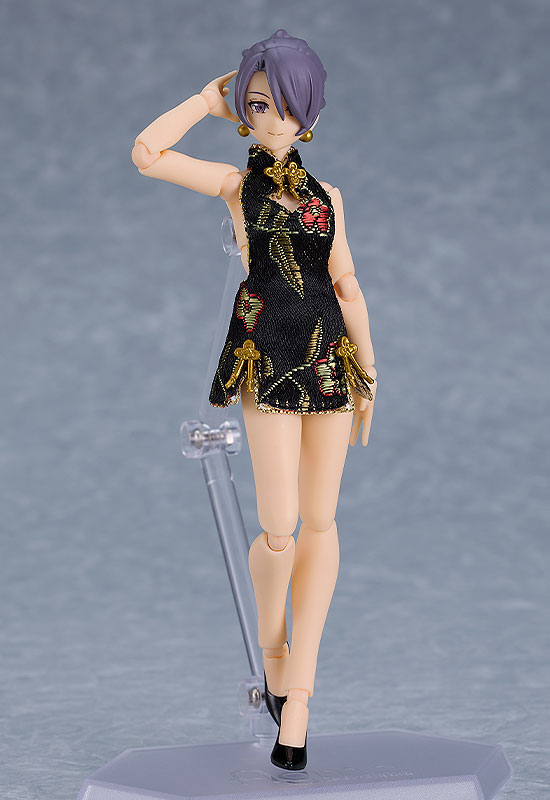 Good Smile Company figma Female Body (Mika) with Mini Skirt Chinese Dress Outfit (Black)(4545784069141)(4545784069141)