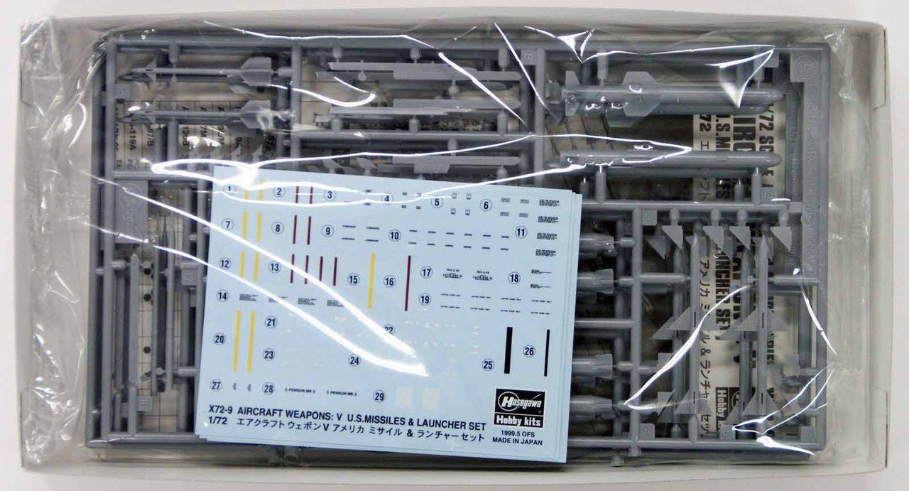 Hasegawa [X72-9] 1:72 AIRCRAFT WEAPONS V : U.S. MISSILES AND LAUNCHER SET