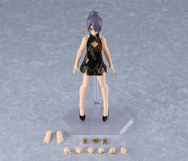 Good Smile Company figma Female Body (Mika) with Mini Skirt Chinese Dress Outfit (Black)(4545784069141)(4545784069141)