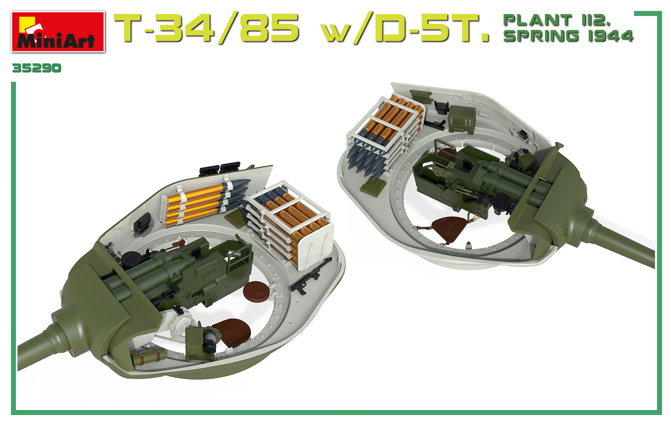 MiniArt 1/35 T-34/85 w/D-5T. PLANT 112. SPRING 1944. INTERIOR KIT | 4820183313171