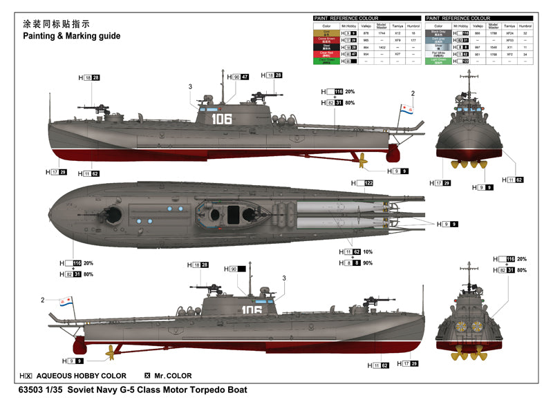 ILOVEKIT 1/35 Soviet Navy G-5 Class Motor Torpedo Boat