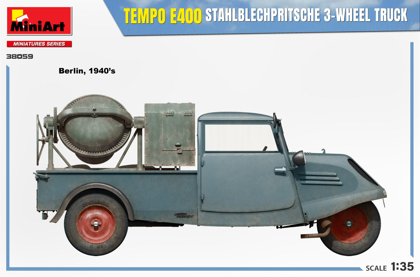Miniart 1/35 Tempo E400 StahlblechPritsche 3-Wheel Truck | 5905090346388