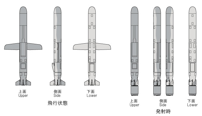 FineMolds 1/72 Tomahawk RGM-109 Cruise Missile, 2 Missiles with Bases | 4536318720294