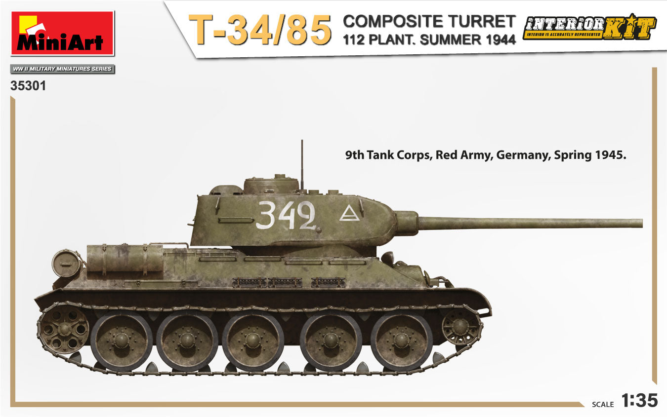 MiniArt 1/35 T-34-85 Composite Turret. 112 Plant. Summer 1944 Interior Kit | 4820183314222