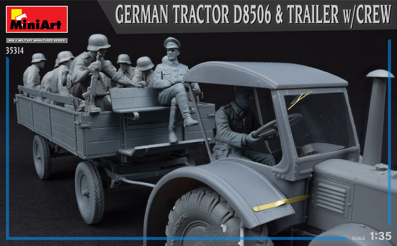 MiniArt 1/35 German Tractor D8506 with Trailer & Crew | 4820183314239