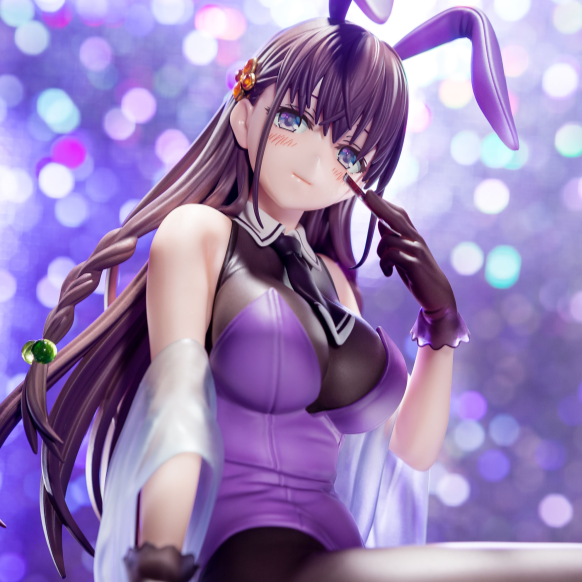 Hakoiri-musume Elfine Phillet wearing flower’s purple bunny costume with Nip Slip Gimmick System