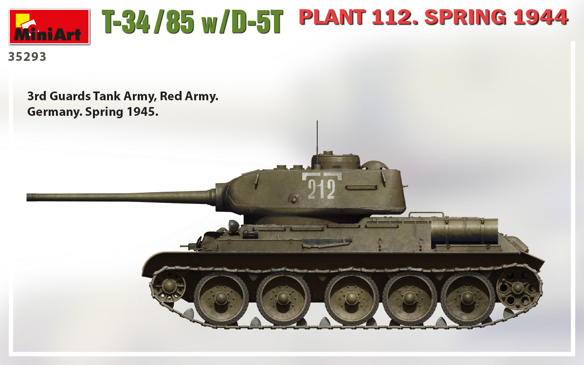 MiniArt 1/35 T-34-85 w/D-5T. Plant 112. Spring 1944 Tank | 4820183313263