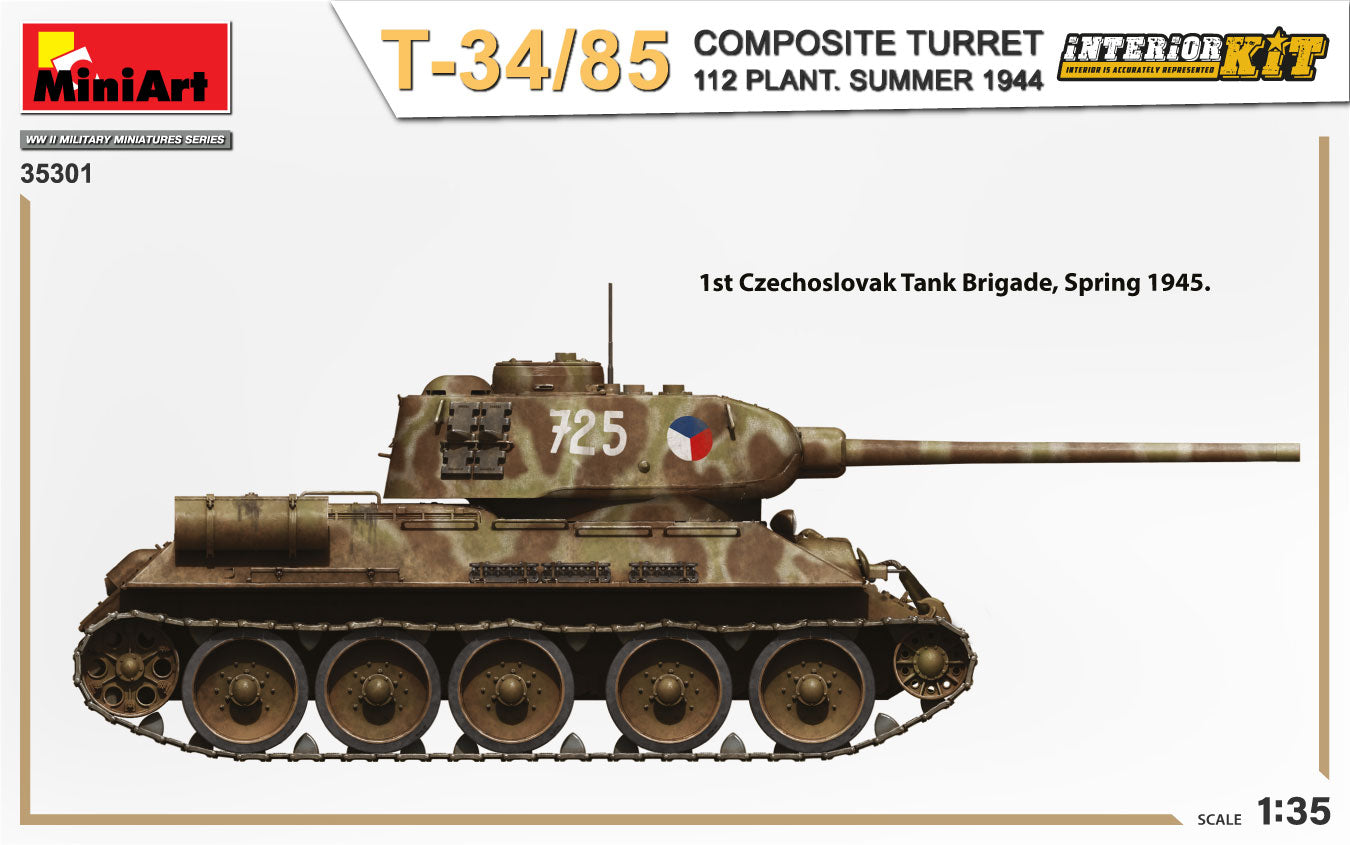 MiniArt 1/35 T-34-85 Composite Turret. 112 Plant. Summer 1944 Interior Kit | 4820183314222