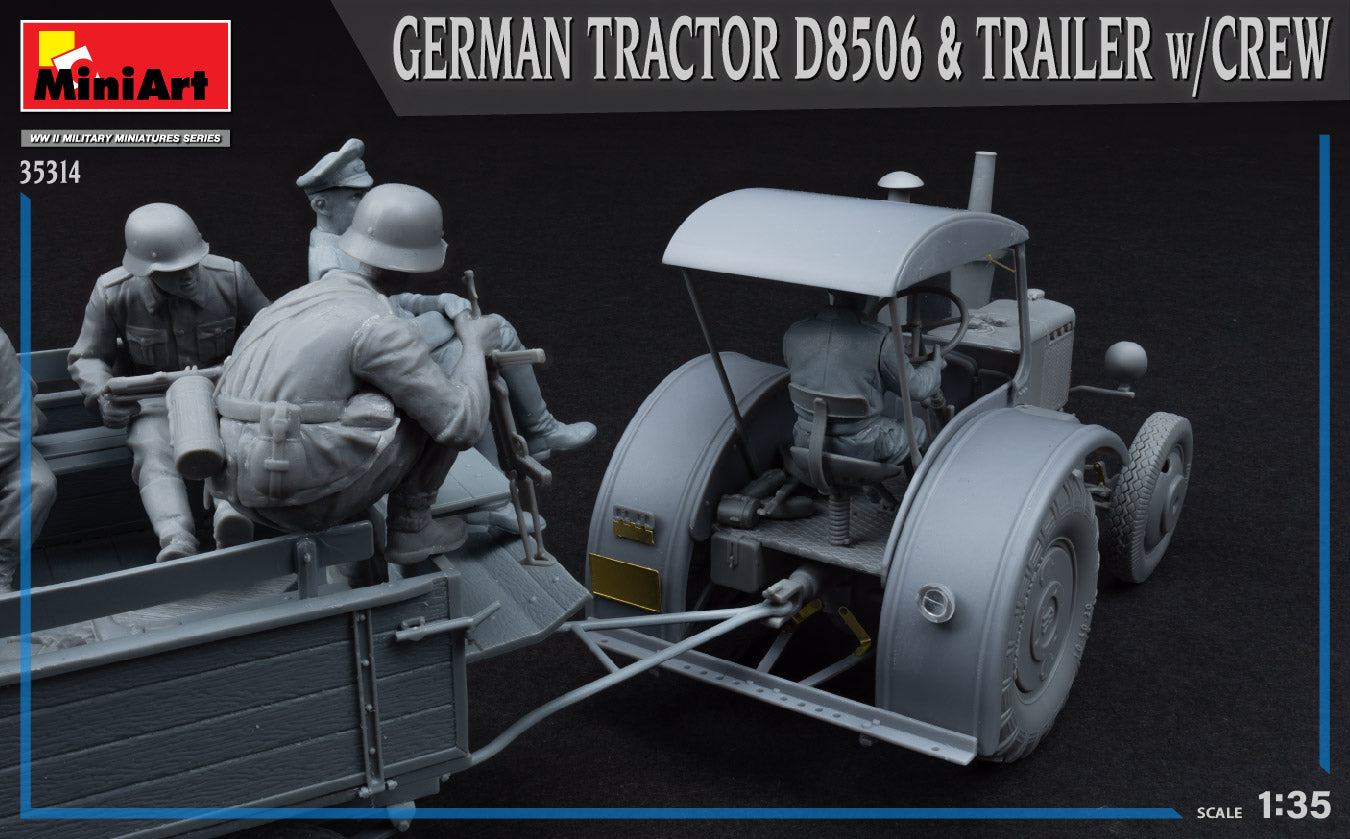 MiniArt 1/35 German Tractor D8506 with Trailer & Crew | 4820183314239