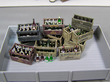 MiniArt Champagne & Cognac Bottles w/Crates (1/35) | 4820183310705