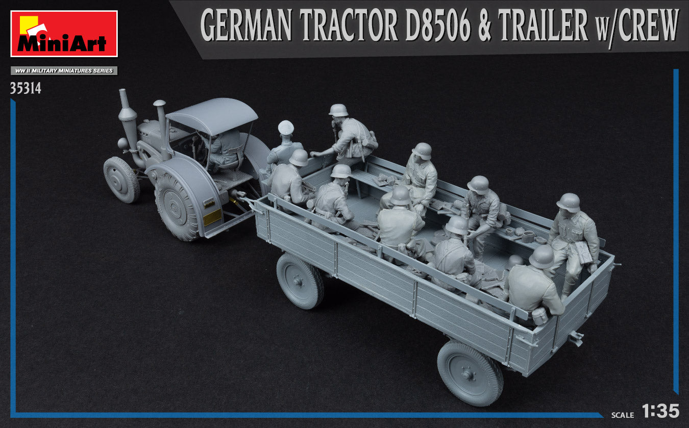 MiniArt 1/35 German Tractor D8506 with Trailer & Crew | 4820183314239
