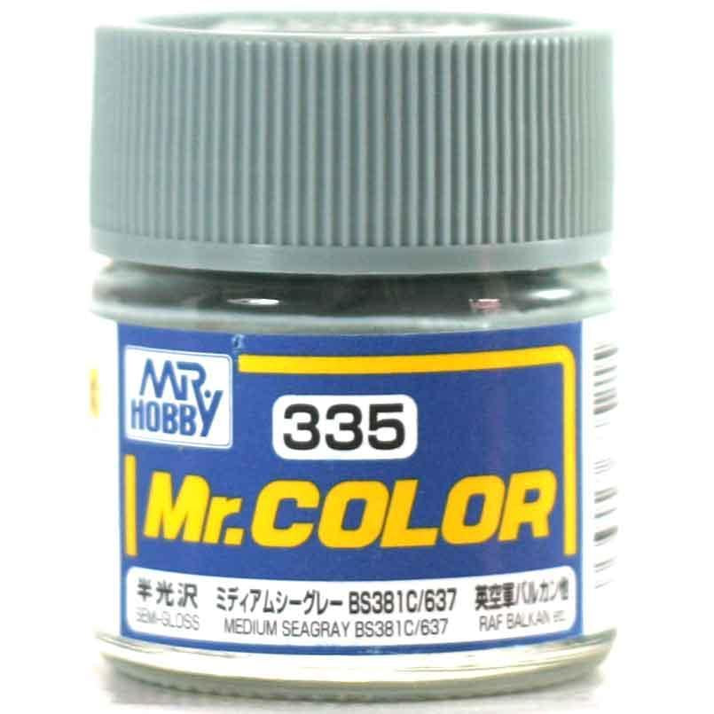 Mr Hobby Mr. Color 335 - Medium Seagray BS381C 637 (Semi-Gloss/Aircraft) | 4973028735215
