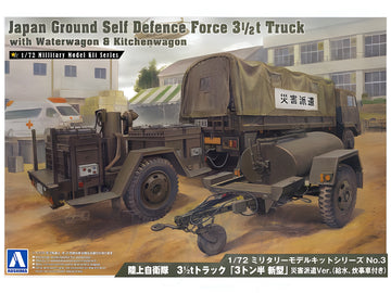 Aoshima 1/72 JGSDF 3 1/2T Truck w/ Waterwagon & Kitchenwagon