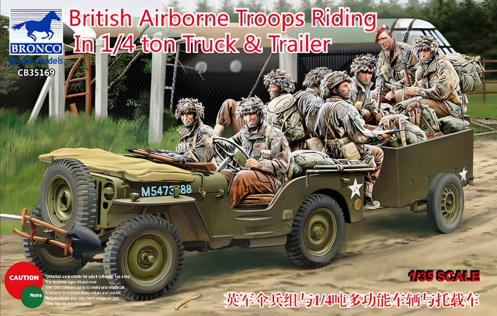 Bronco Models 1/35 British Airborne Troops Riding In 1/4 Ton Truck & Trailer
