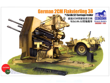 Bronco Models 1/35 German 2cm Flakvierling 38 w/ Sd.Ah.52 Carriage Trailer