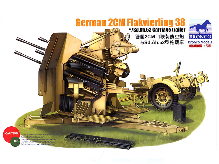 Bronco Models 1/35 German 2cm Flakvierling 38 w/ Sd.Ah.52 Carriage Trailer