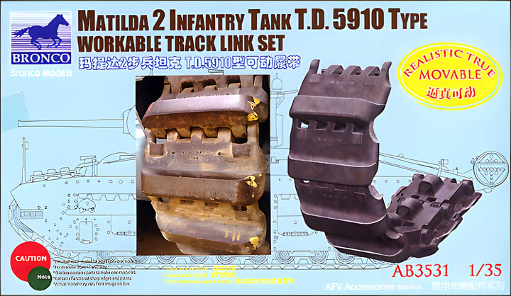 Bronco Models 1/35 Matilda 2 Infantry Tank T.D. 5910 Type Workable Track Link Set