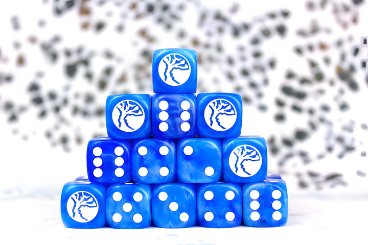 Conquest, Nords Faction Dice on Bright Blue swirl Dice (PBW8519)