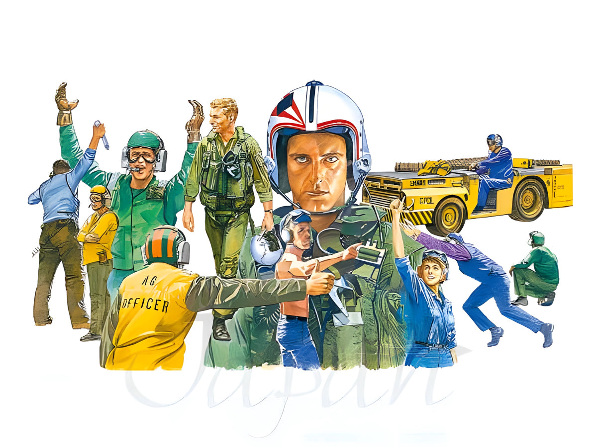 Fujimi 1/72 USN Flight Deck Crew Figures & MD-3 Tractor