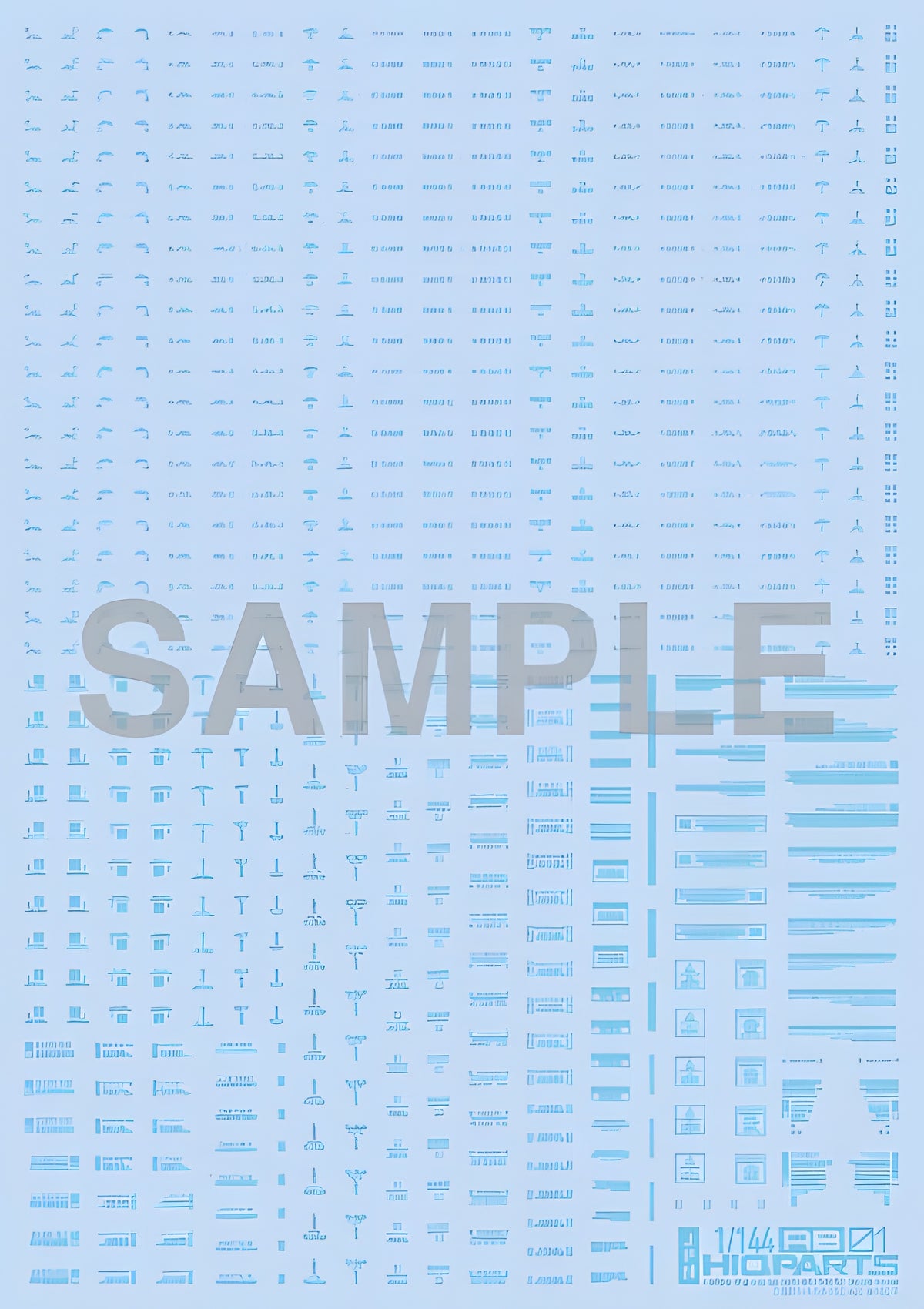 HiQ Parts 1/144 RB01 Caution Decal Pastel Blue (1pc)