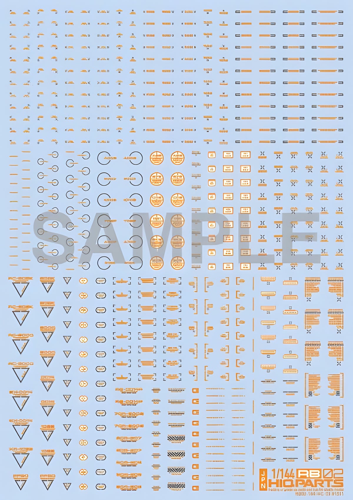 HiQ Parts 1/144 RB02 Caution Decal Orange & Gray (1pc)