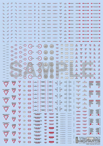 HiQ Parts 1/144 RB02 Caution Decal Red & Gray (1pc)