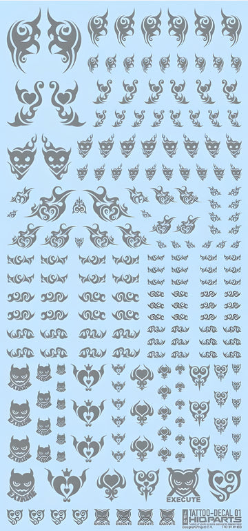 HiQ Parts Tattoo Decal 01 'Heart' Clear Black (1pc)
