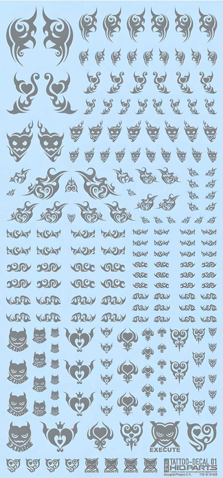 HiQ Parts Tattoo Decal 01 'Heart' Clear Black (1pc)