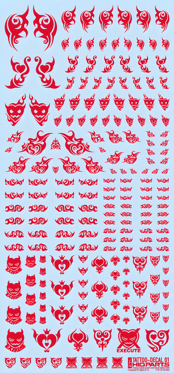 HiQ Parts Tattoo Decal 01 'Heart' Red (1pc)