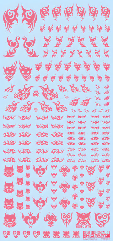 HiQ Parts Tattoo Decal 01 'Heart' Tattoo Pink (1pc)