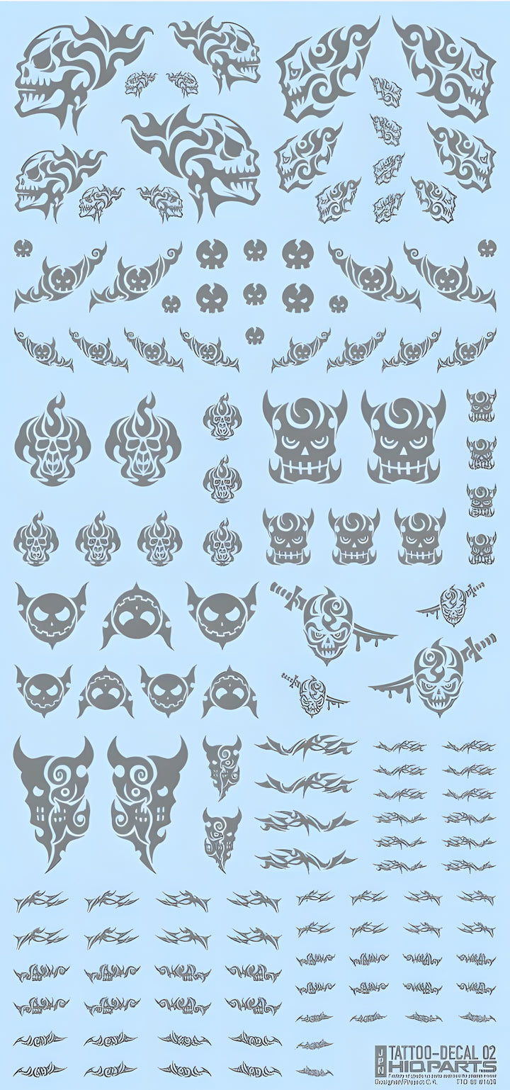 HiQ Parts Tattoo Decal 02 'Skull' Clear Black (1pc)