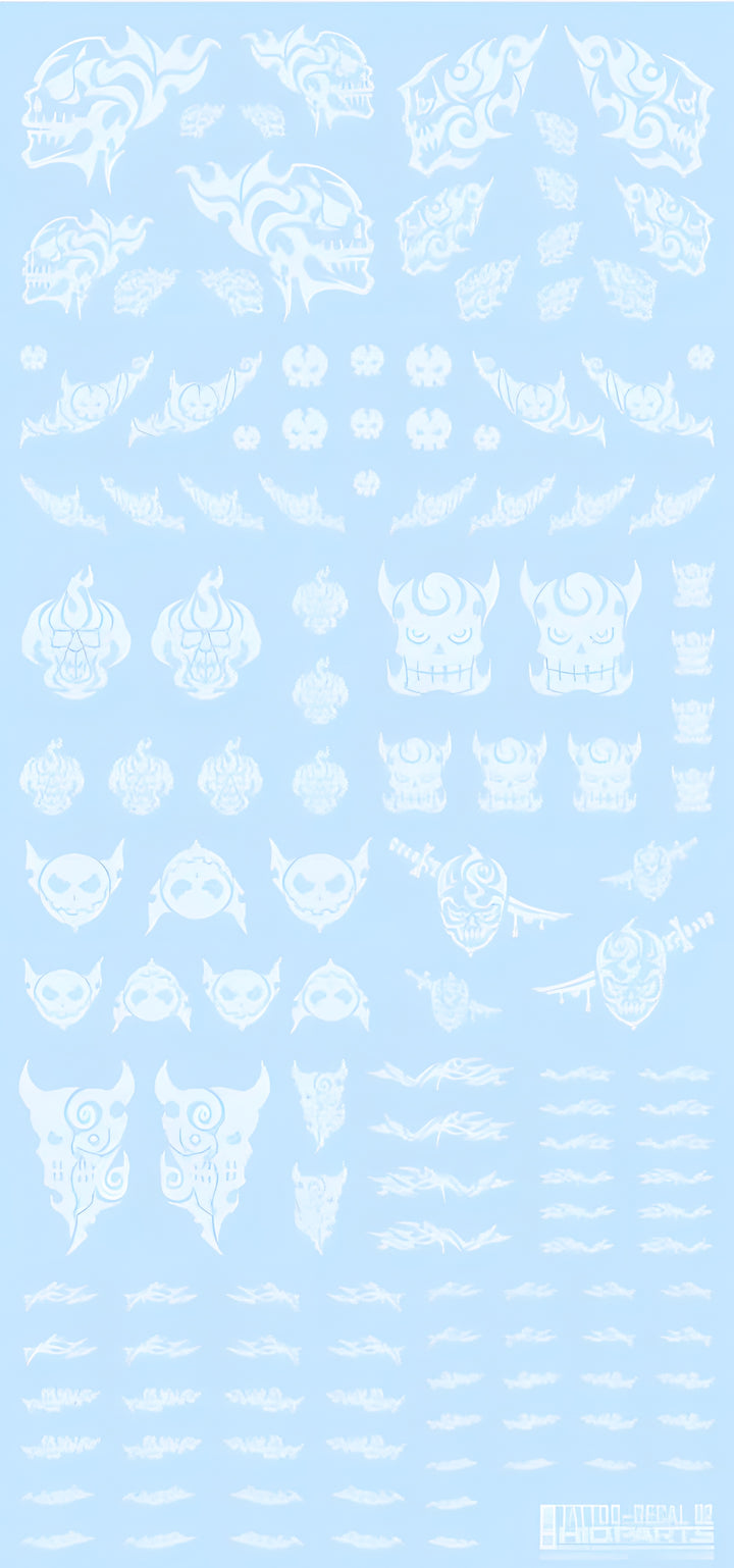 HiQ Parts Tattoo Decal 02 'Skull' Clear White (1pc)